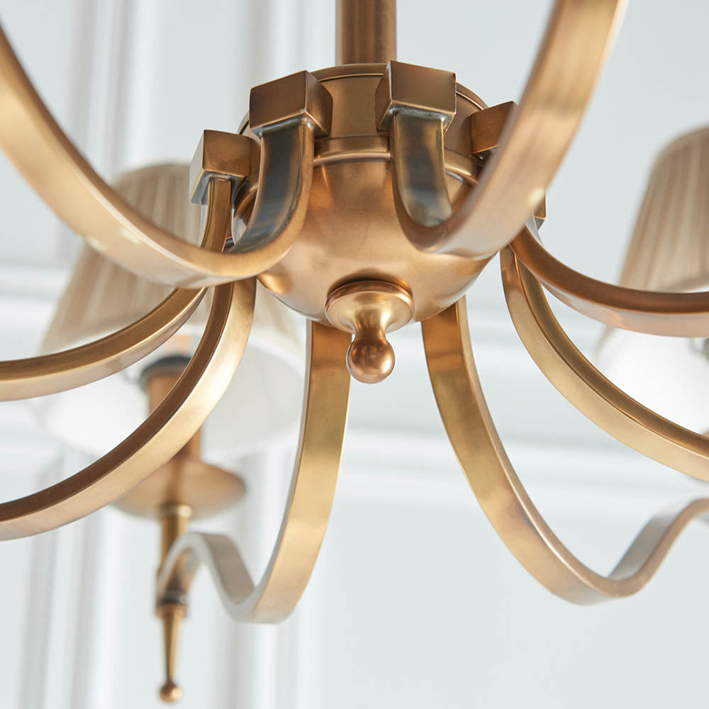Interiors 1900 Stanford 8lt Chandelier Antique Brass with Champagne Shades