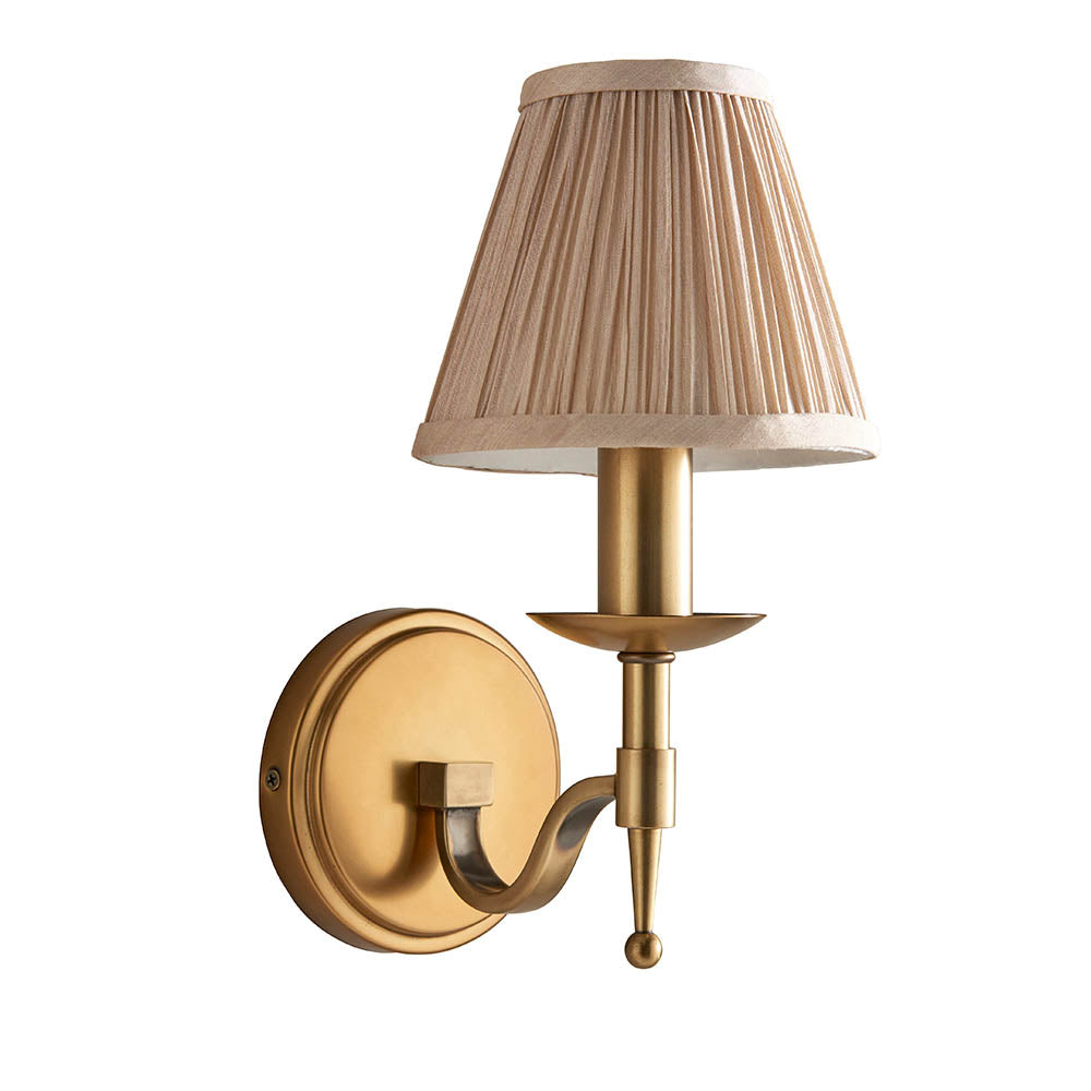 Interiors 1900 Stanford Single Wall Light Antique Brass with Champagne Shade