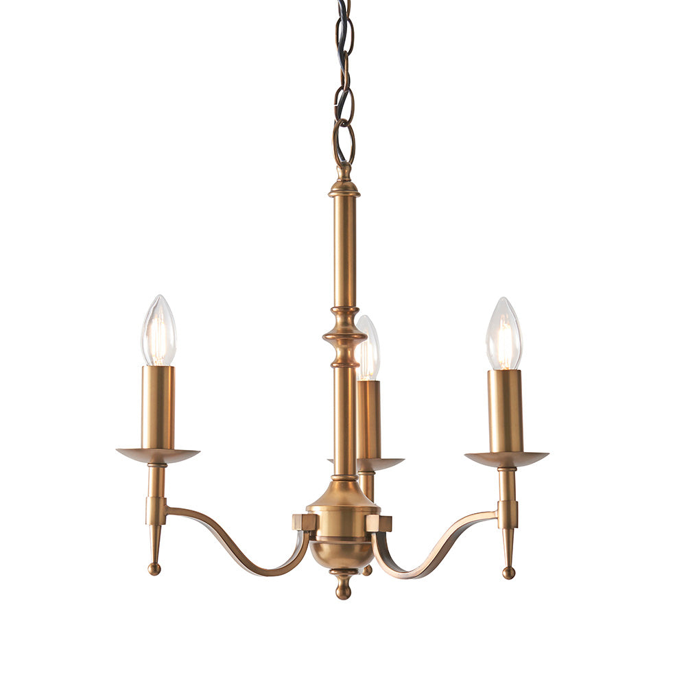 Interiors 1900 Stanford 3lt Chandelier Antique Brass