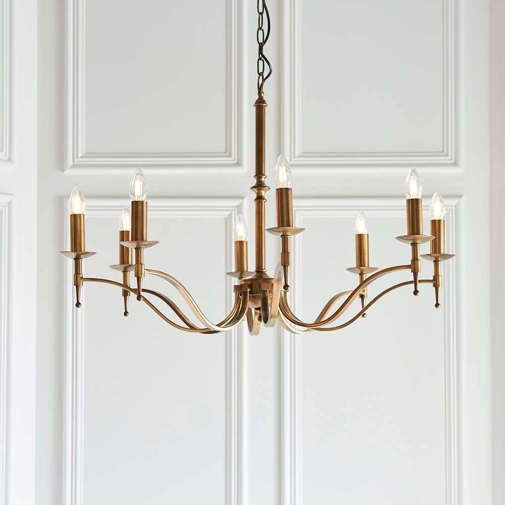 Interiors 1900 Stanford 8lt Chandelier Antique Brass