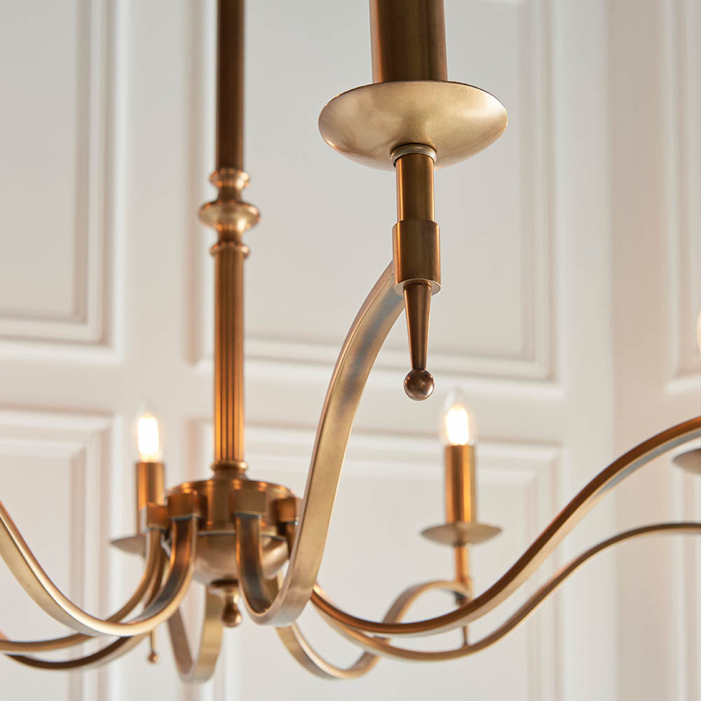 Interiors 1900 Stanford 8lt Chandelier Antique Brass
