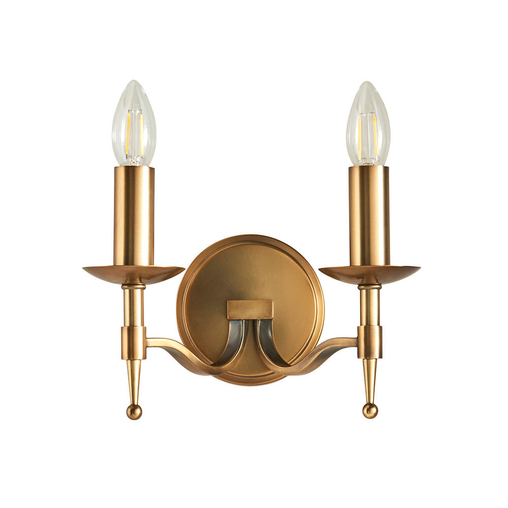 Interiors 1900 Stanford Twin Wall Light Antique Brass