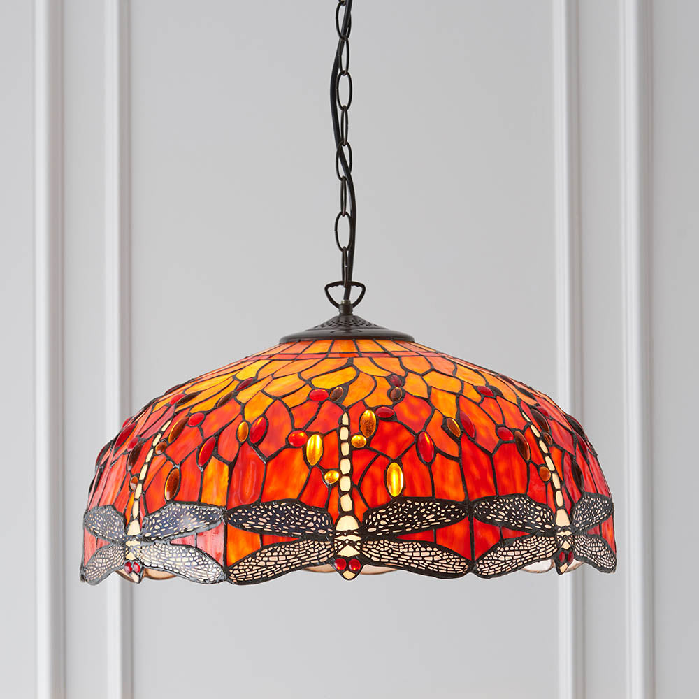 Tiffany Dragonfly Flame Large 3lt Pendant