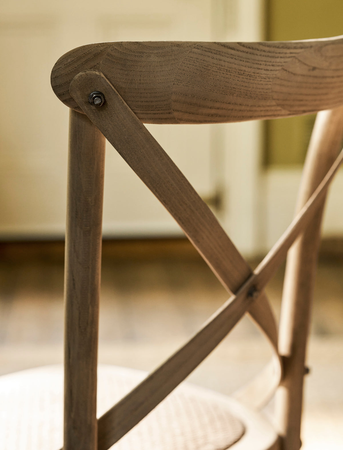Garden Trading Ferndale Cross Back Dining Chair Elm Wood, Lime Wash, Set of 2