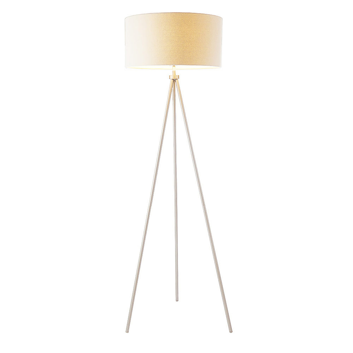 Endon Tri Floor Lamp Matt nickel plate & grey fabric