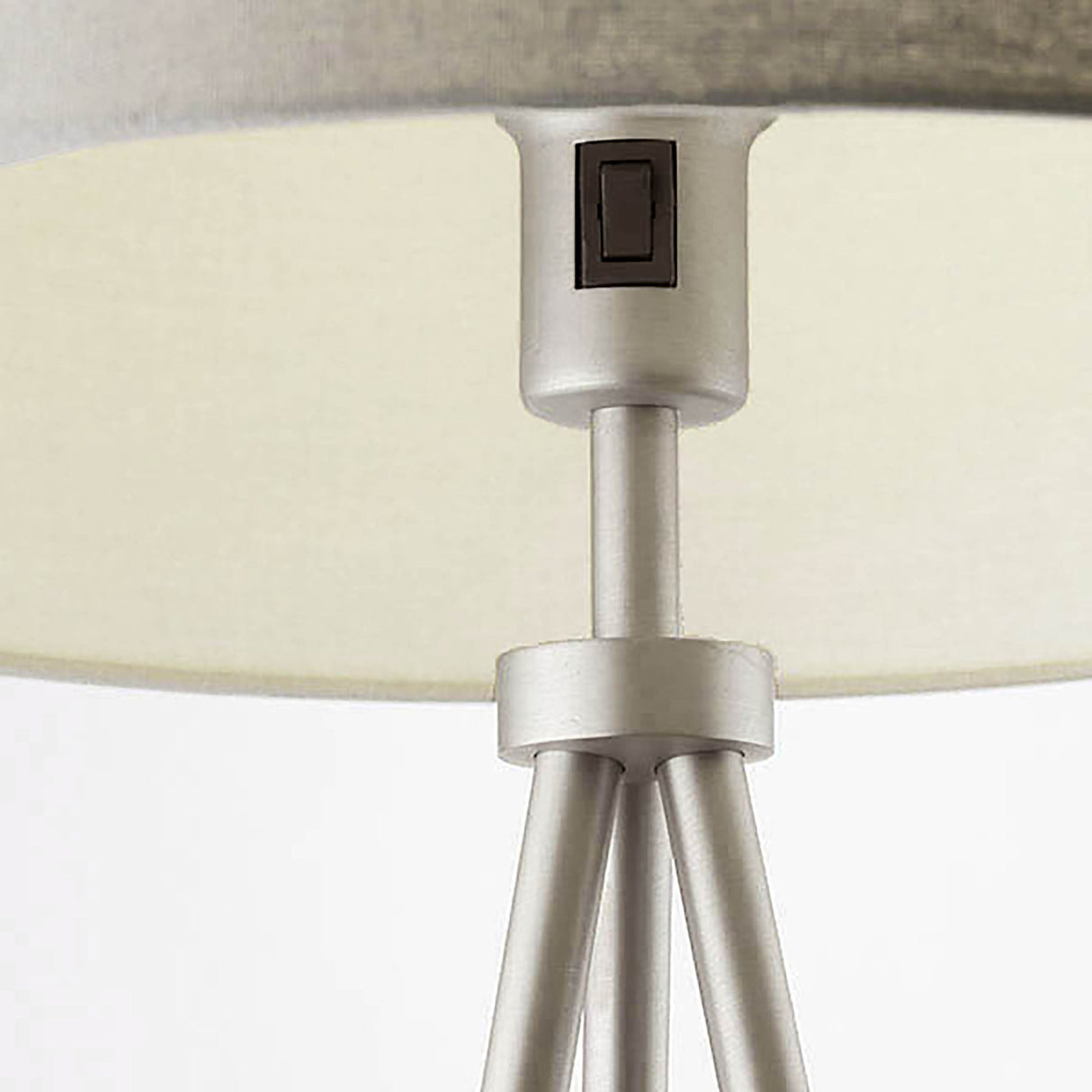 Endon Tri Floor Lamp Matt nickel plate & grey fabric