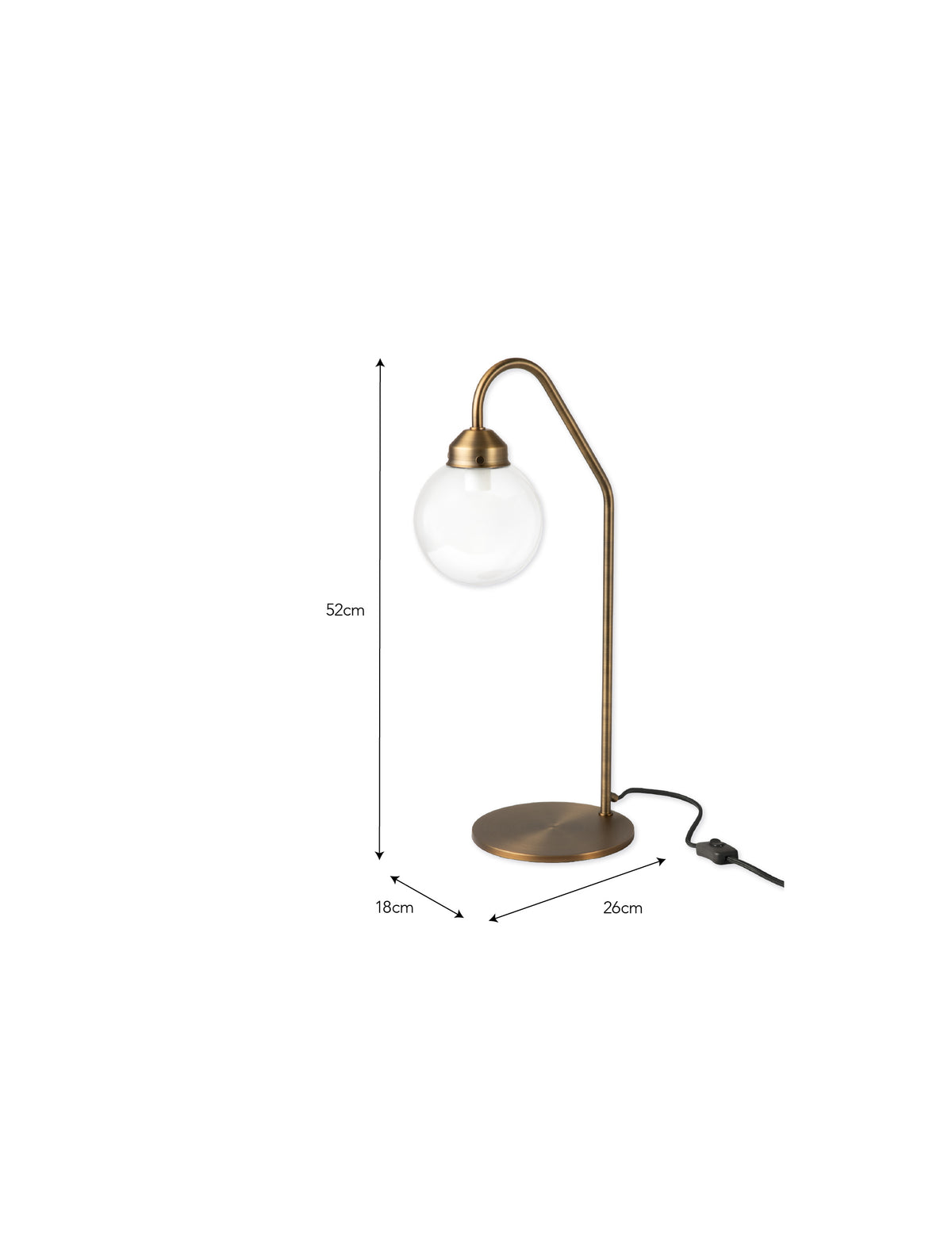 Garden Trading Everleigh Table Lamp Round Glass Antique Brass