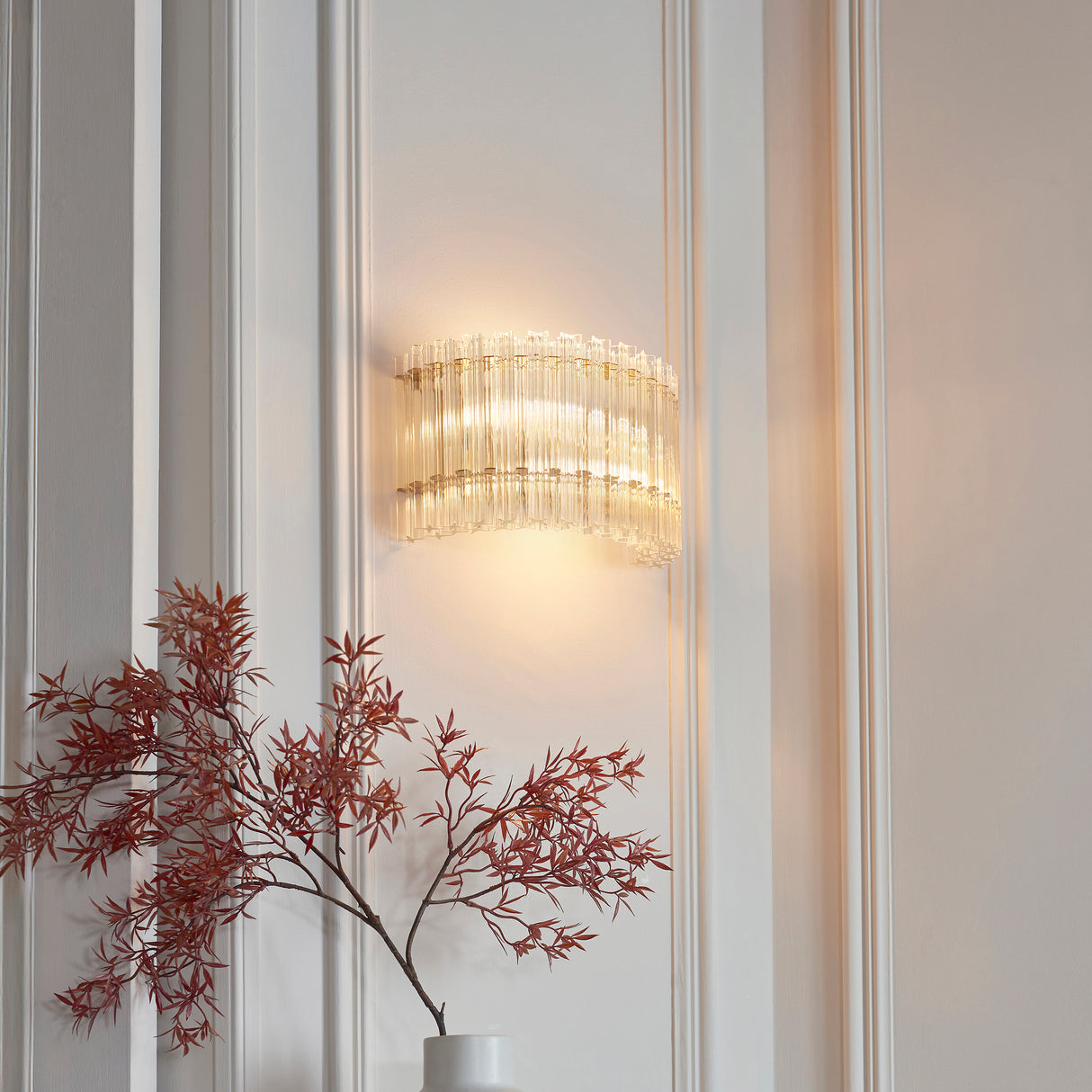 Amos Occitaine Brushed Aged Brass & Clear Glass Wall Light