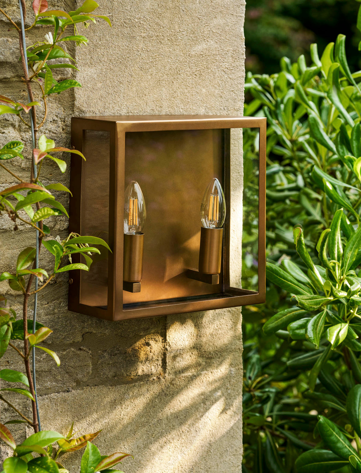 Garden Trading Sandford Outdoor Lantern Double Antique Brass Finish