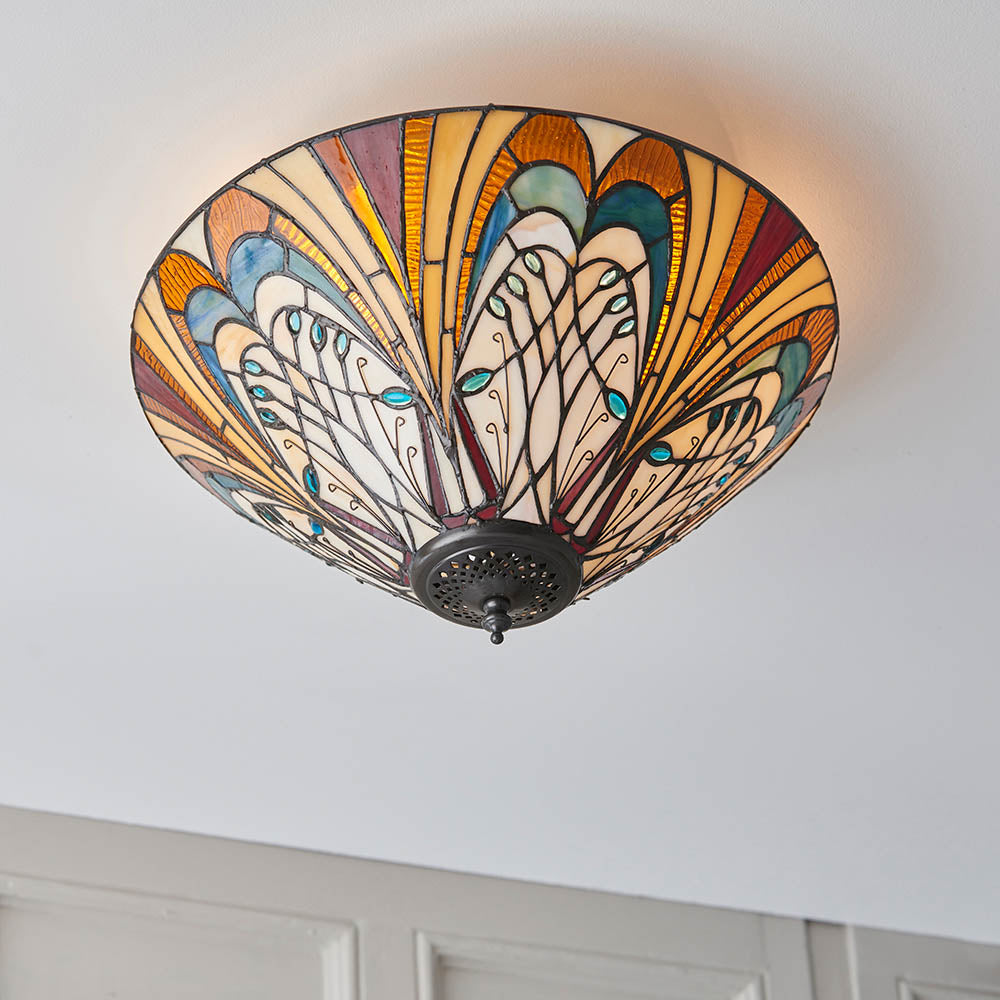 Tiffany Hector Medium 2lt Flush Ceiling Light