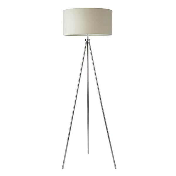 Endon Tri Floor Lamp Chrome plate & ivory fabric
