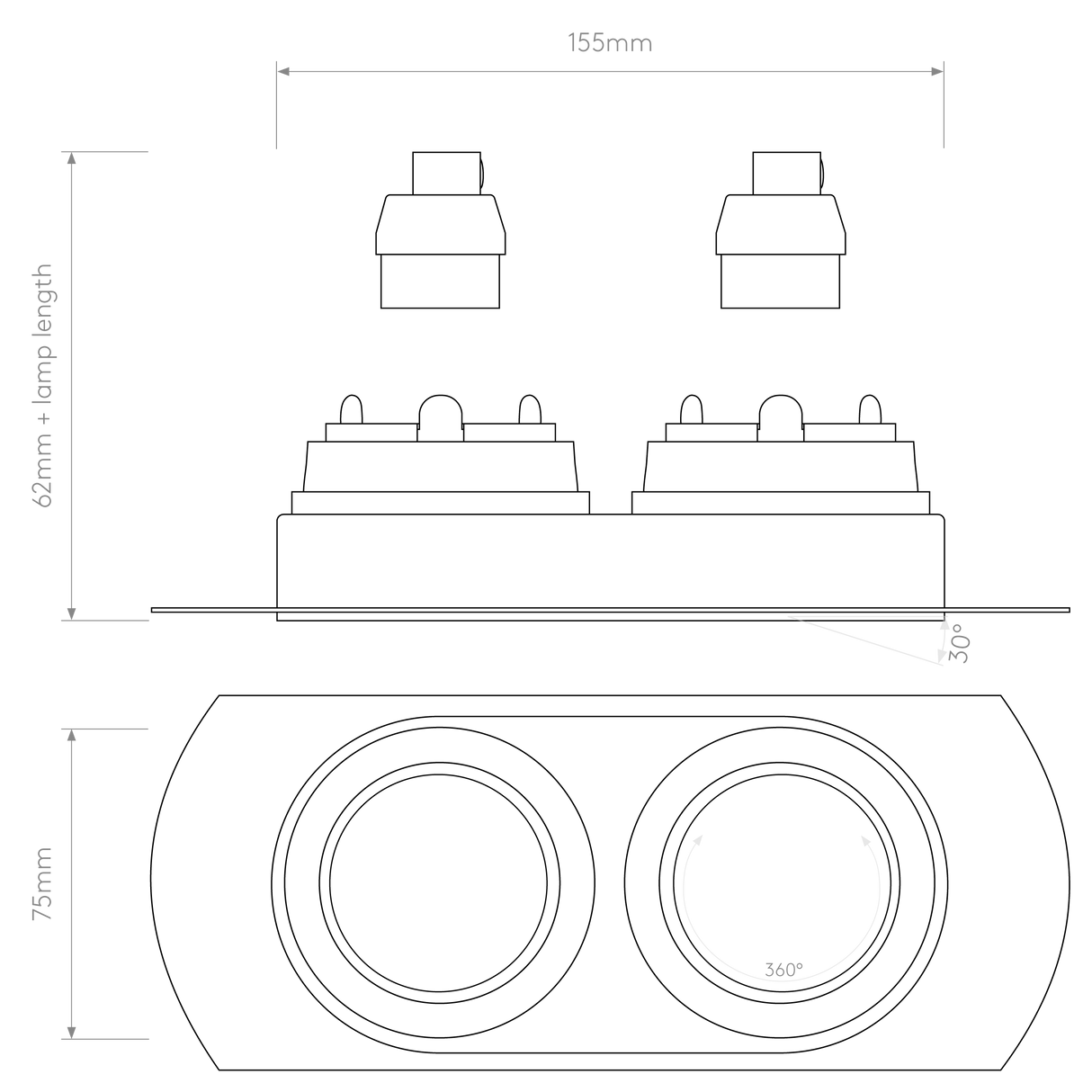 Astro Trimless Round Twin Adjustable Matt White Interior Downlight