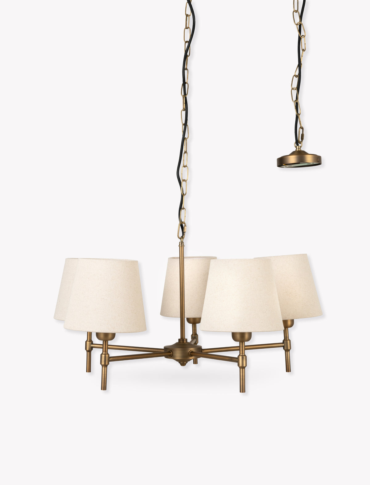 Garden Trading Peartree 5 Light Ceiling Chandelier Antique Bronze with Shades
