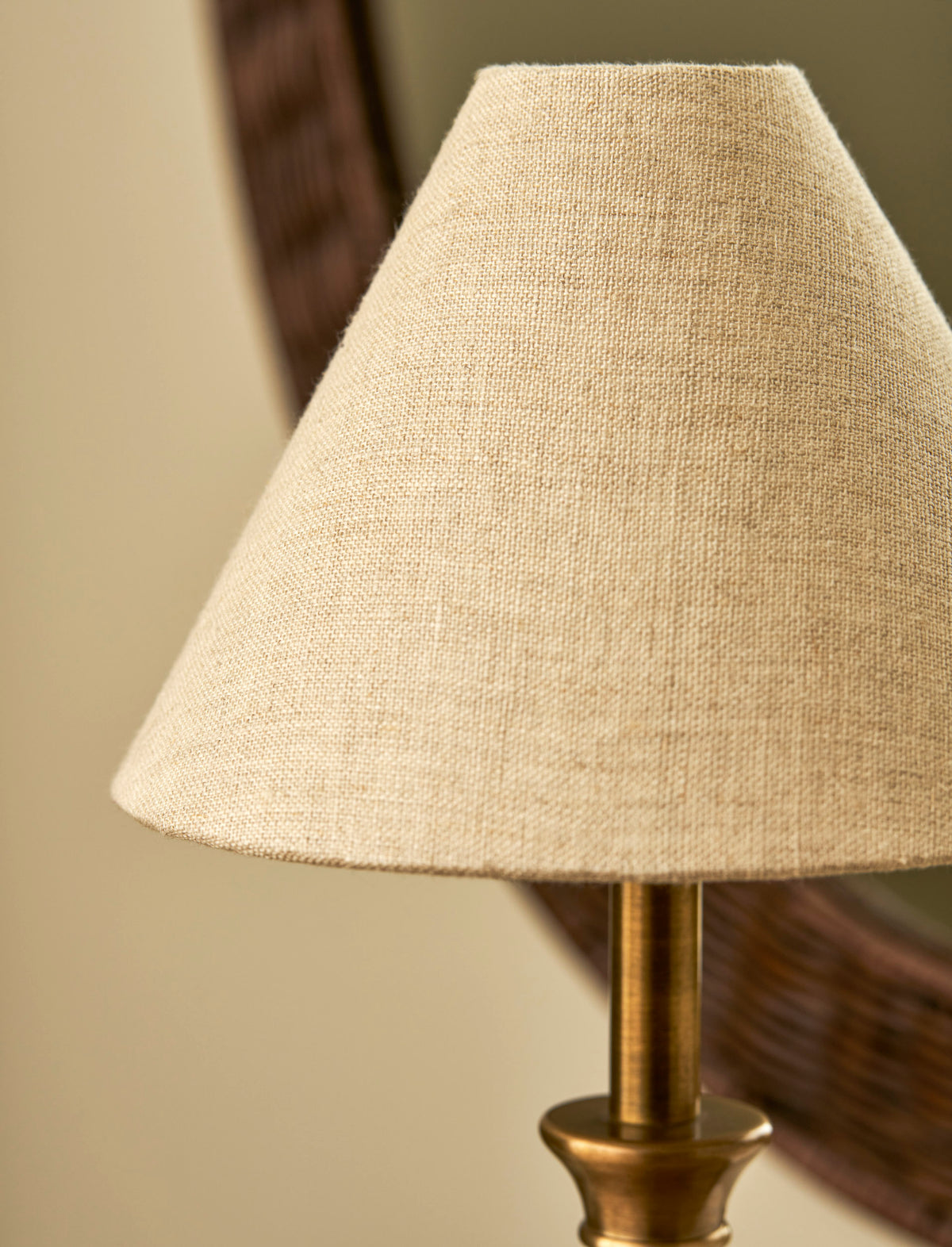Garden Trading Kelmscot Table Lamp with Linen Shade Antique Brass