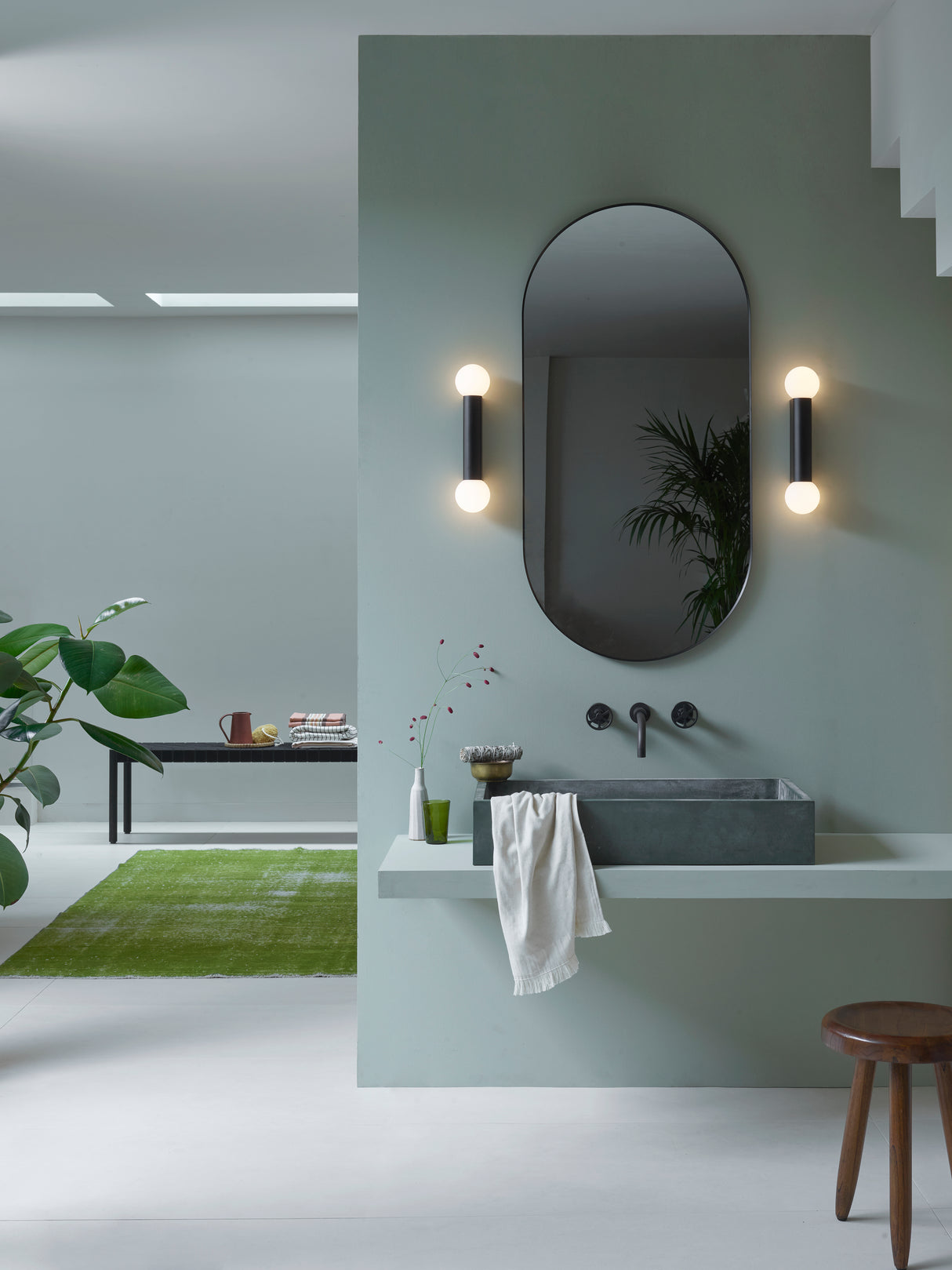 Astro Ortona Twin Matt Black Bathroom Wall Light