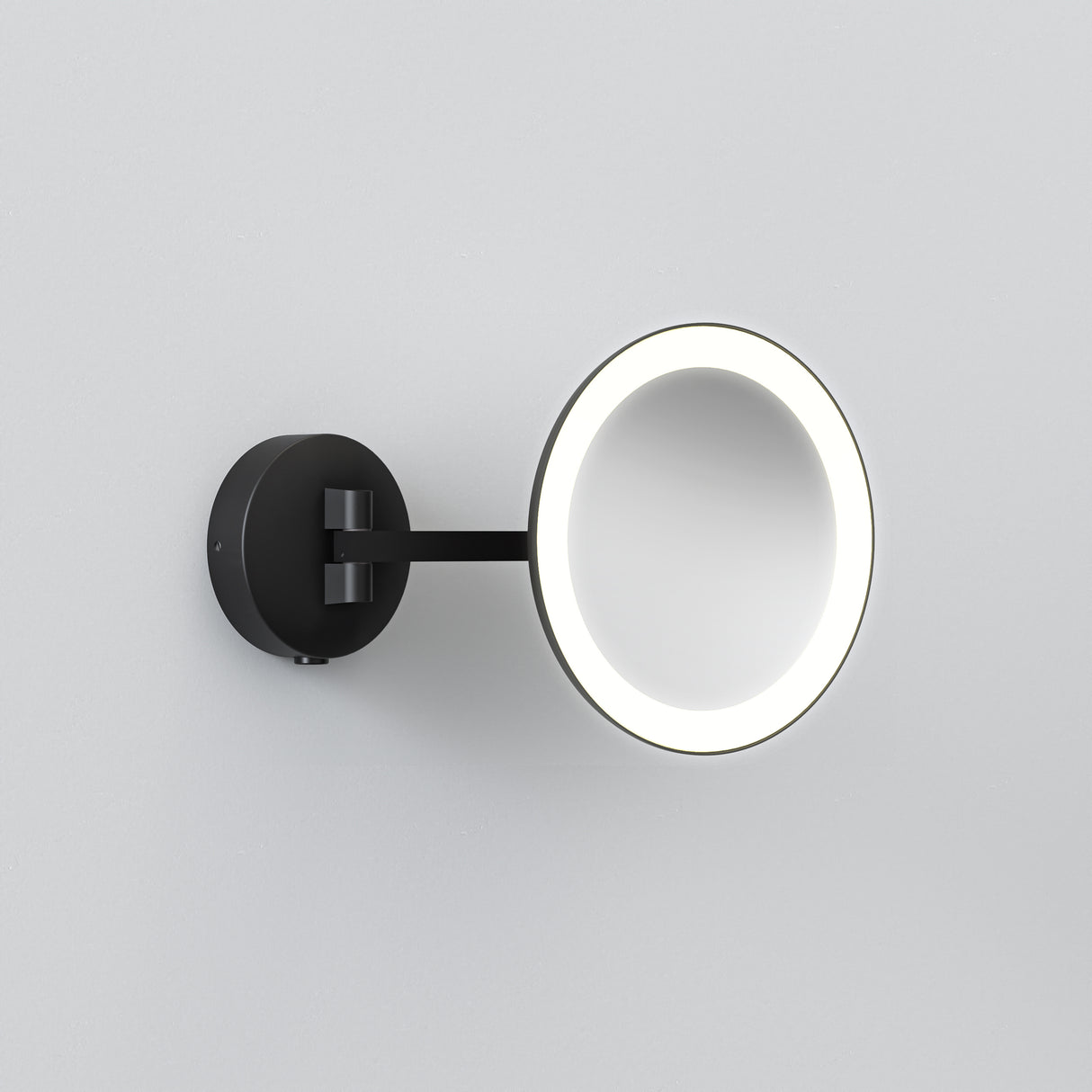 Astro Mascali Round LED Matt Black Bathroom Magnifying Mirror