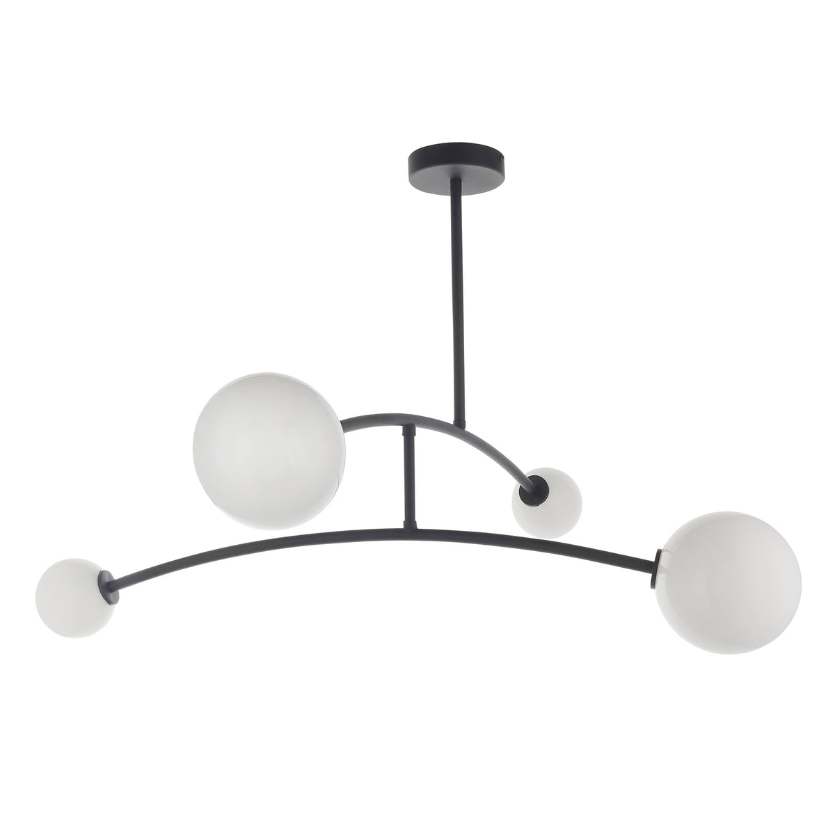 Endon Balance 4 Light Semi Flush Textured matt black & gloss opal glass