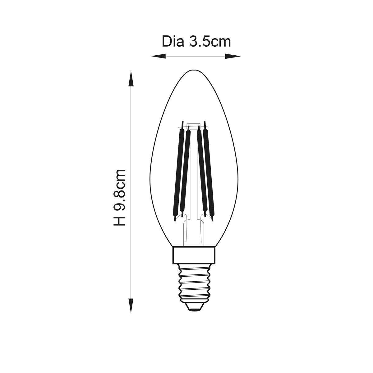 Endon E14 LED Light Bulb Filament Candle Vintage Dimmable