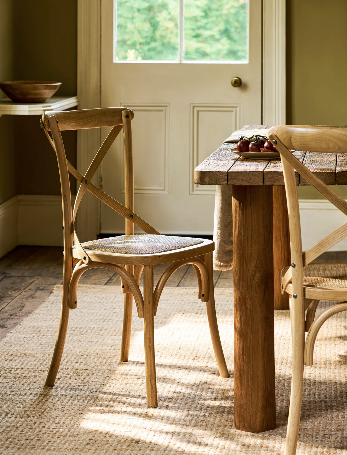 Garden Trading Ferndale Cross Back Dining Chair Elm Wood, Natural, Set of 2