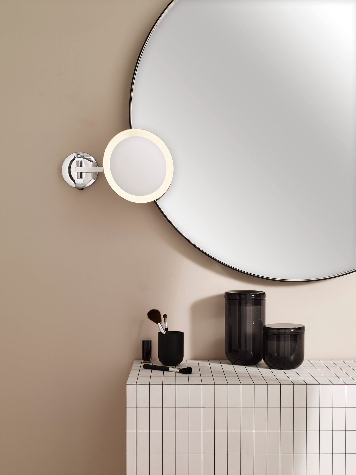 Astro Mascali Round LED Polished Chrome Bathroom Magnifying Mirror