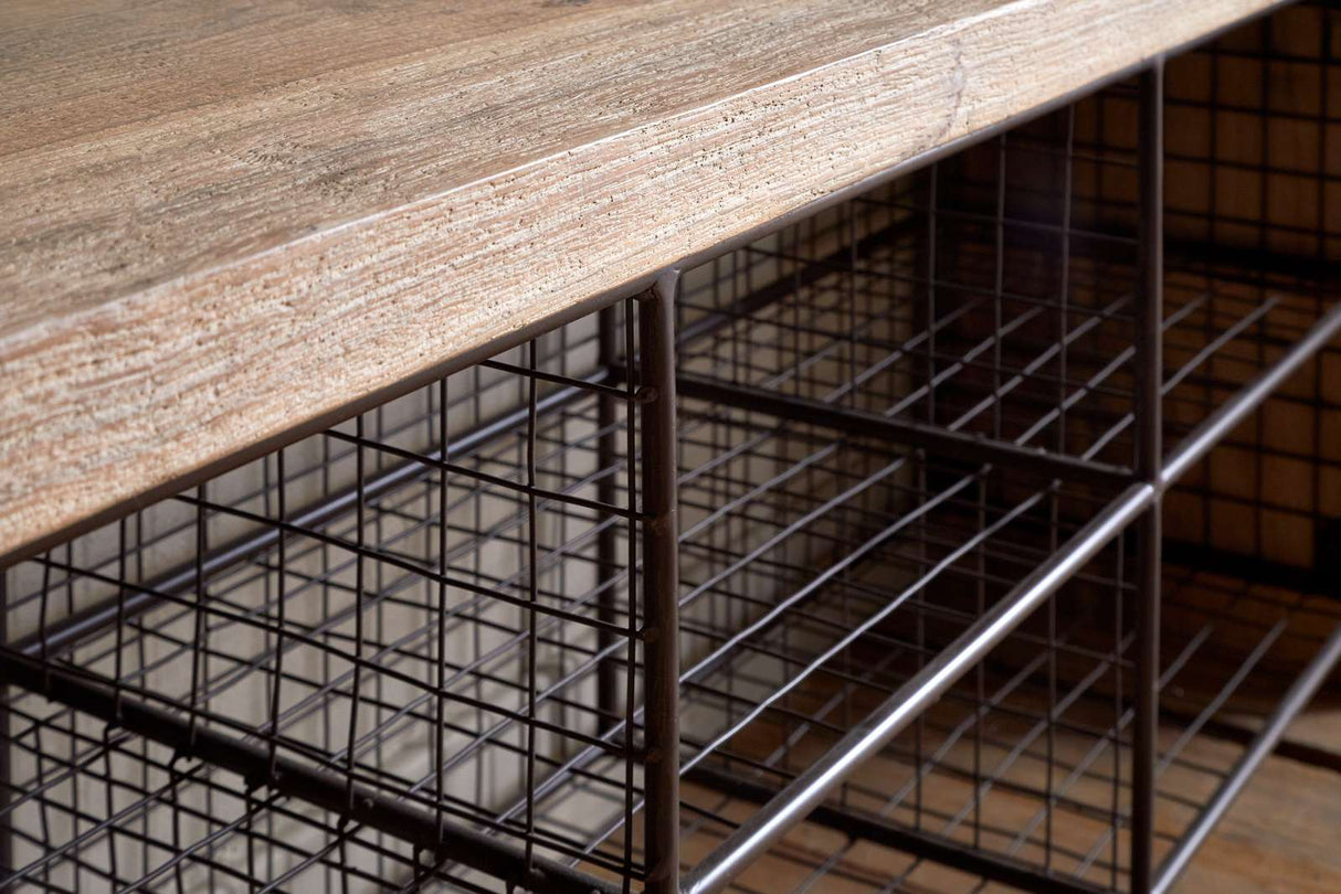 Nkuku Abha Reclaimed Wood & Iron Storage Bench Natural