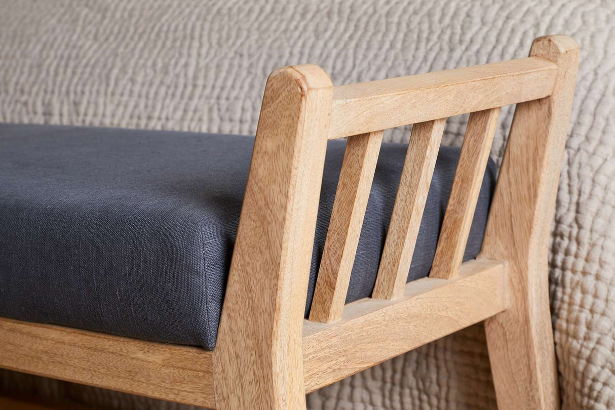 Nkuku Avanthi Upholstered Sleigh Bench Charcoal