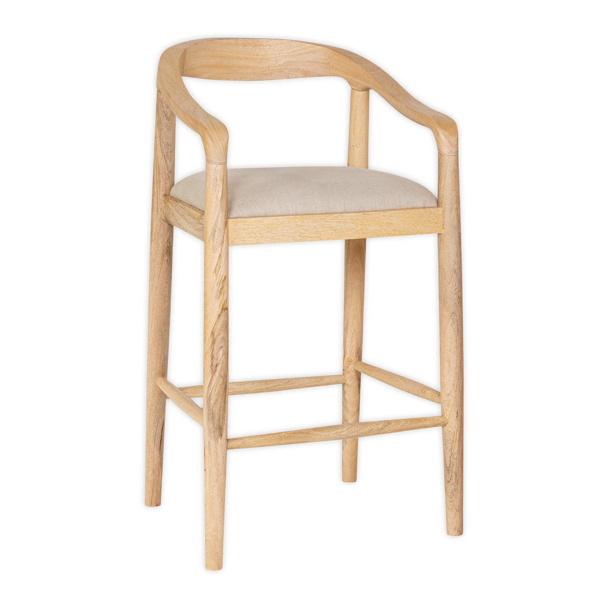 Nkuku Anbu Mango Wood Upholstered Counter Chair Natural