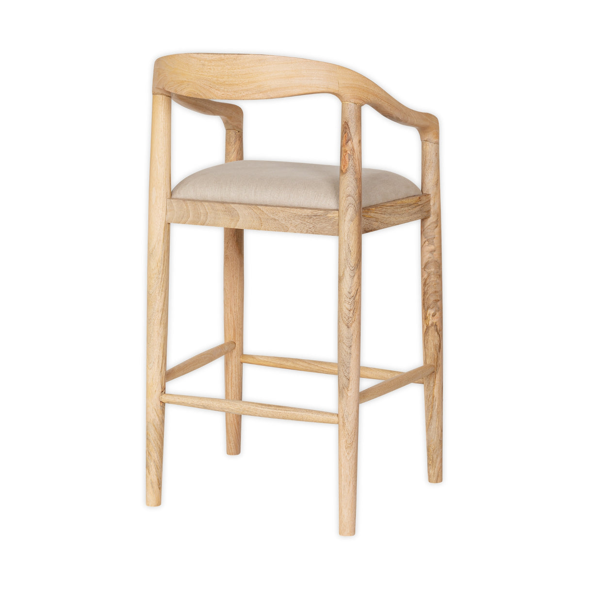 Nkuku Anbu Mango Wood Upholstered Counter Chair Natural