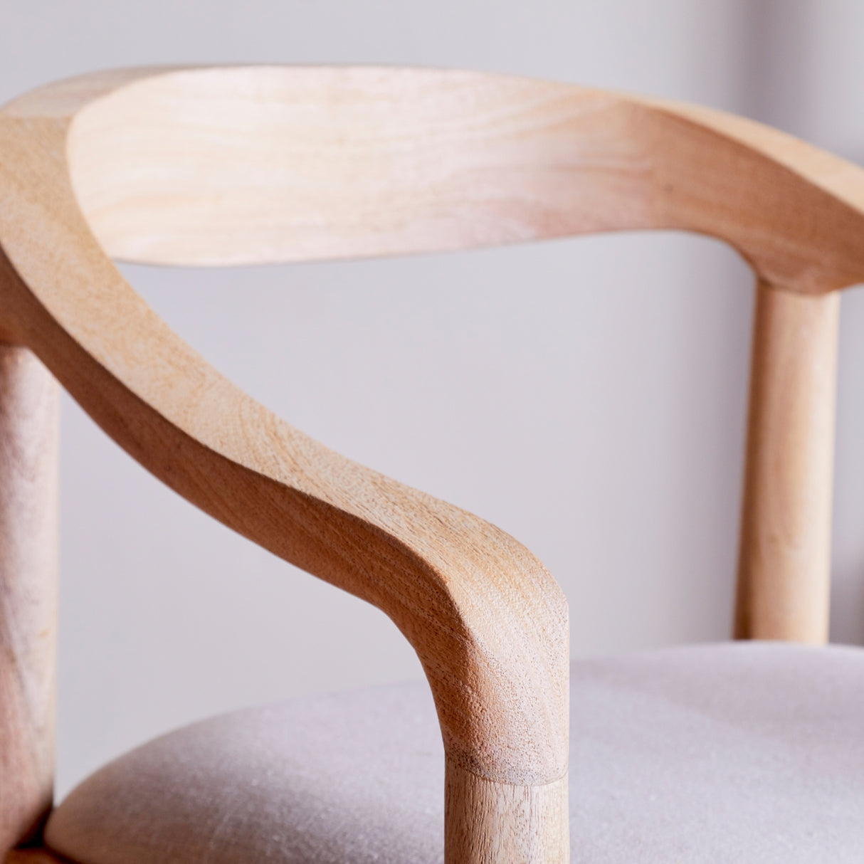 Nkuku Anbu Mango Wood Upholstered Counter Chair Natural