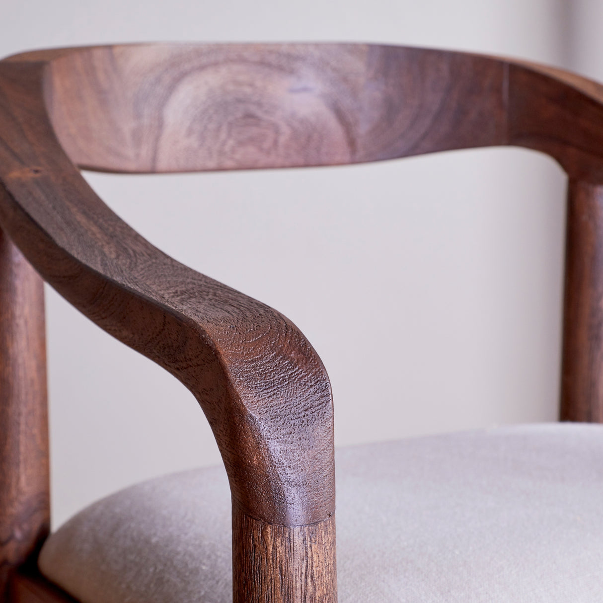 Nkuku Anbu Acacia Upholstered Counter Chair Washed Walnut