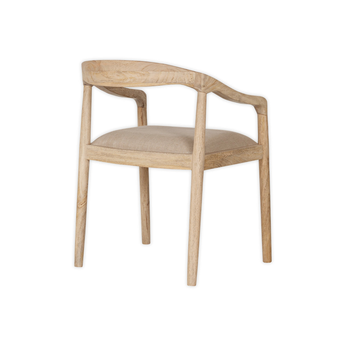 Nkuku Anbu Mango Wood Upholstered Dining Chair Natural