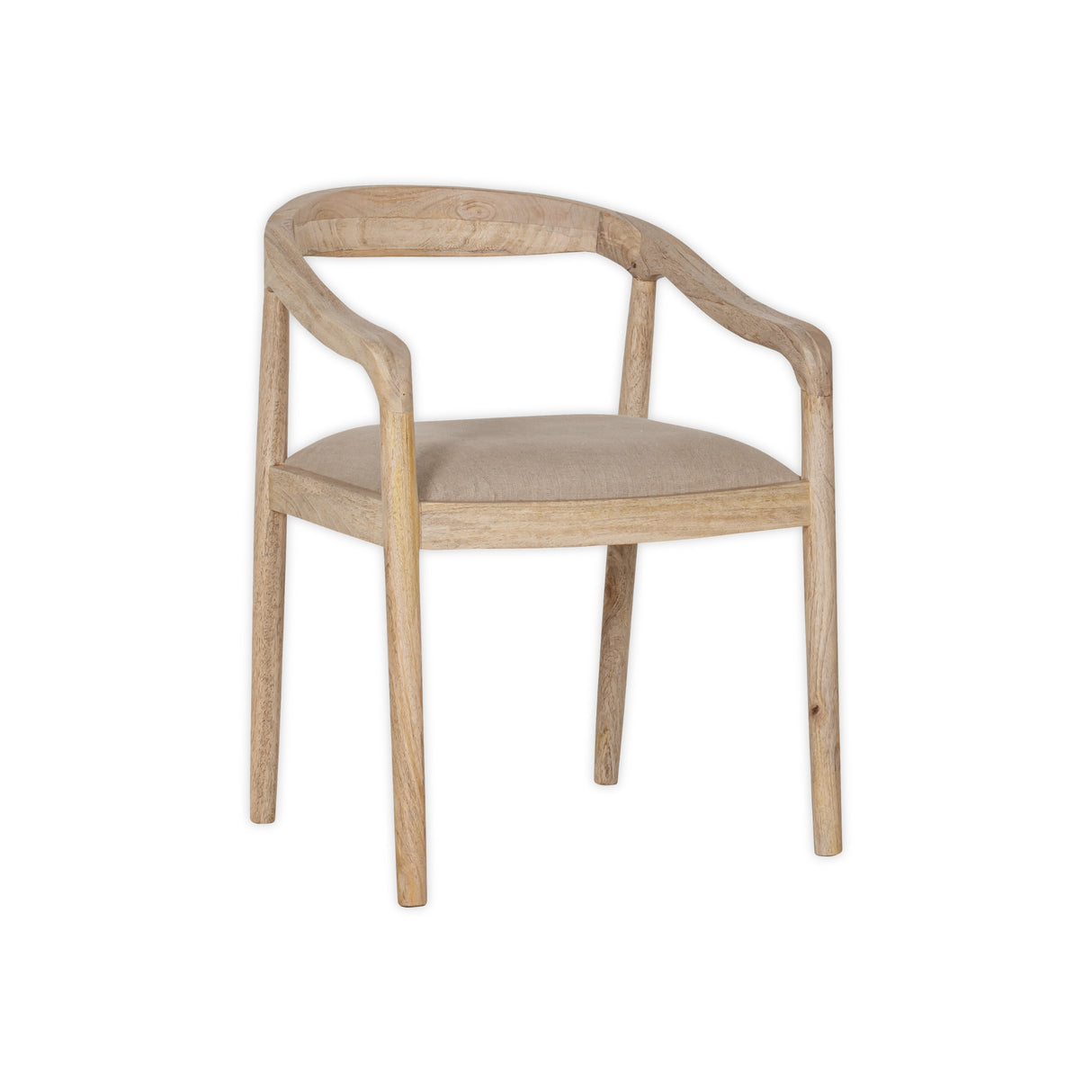 Nkuku Anbu Mango Wood Upholstered Dining Chair Natural