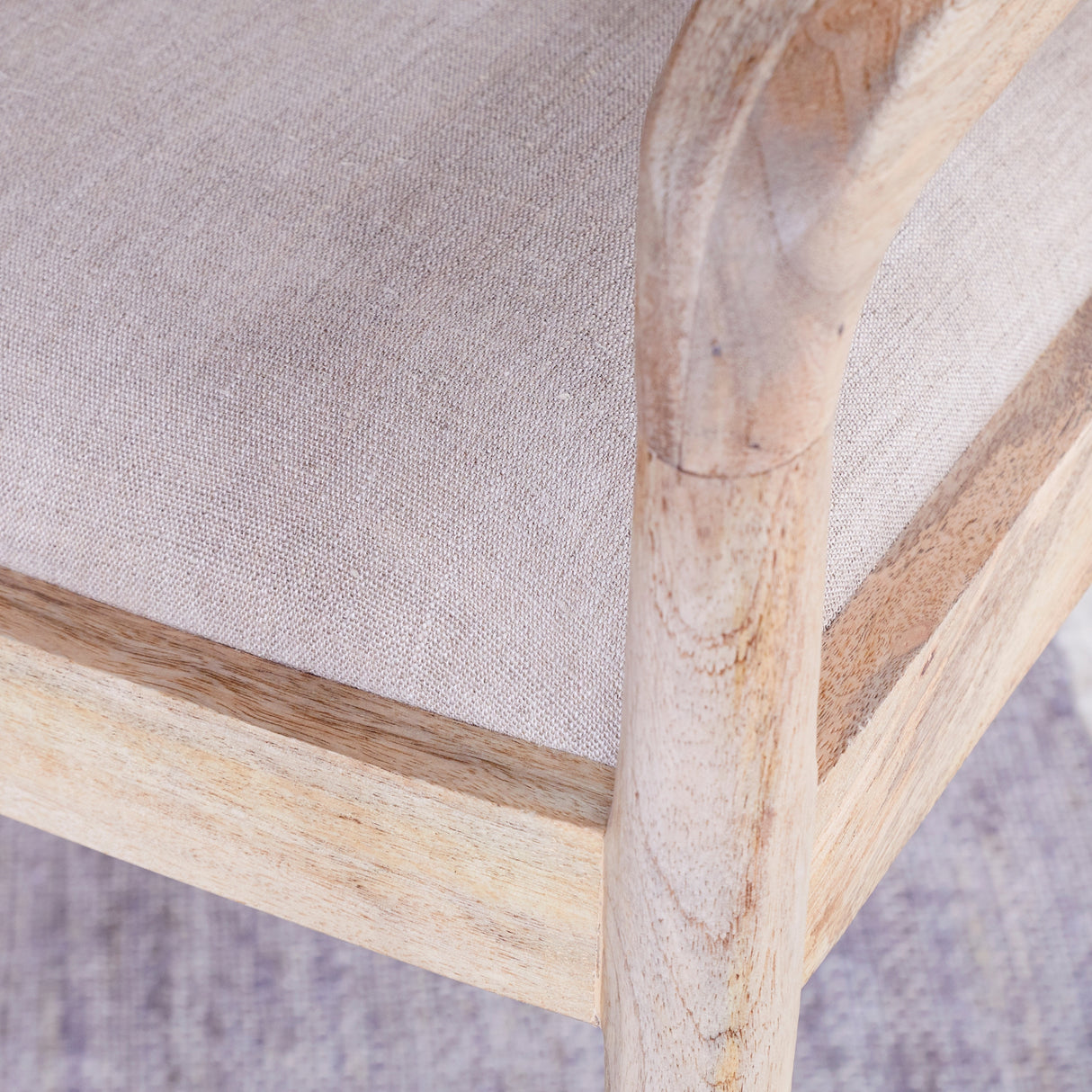 Nkuku Anbu Mango Wood Upholstered Dining Chair Natural