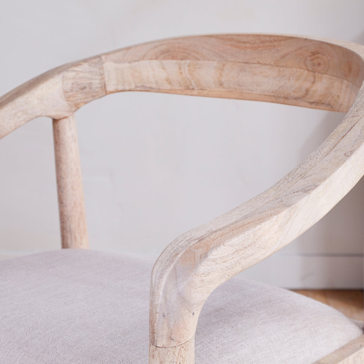 Nkuku Anbu Mango Wood Upholstered Dining Chair Natural