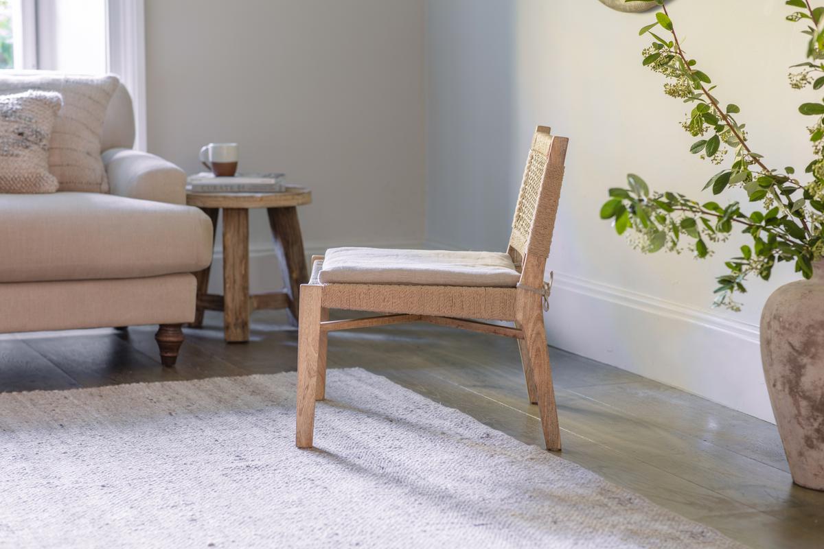 Nkuku Aamani Mango Wood & Cord Occasional Chair Natural