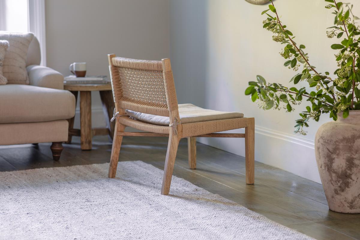 Nkuku Aamani Mango Wood & Cord Occasional Chair Natural