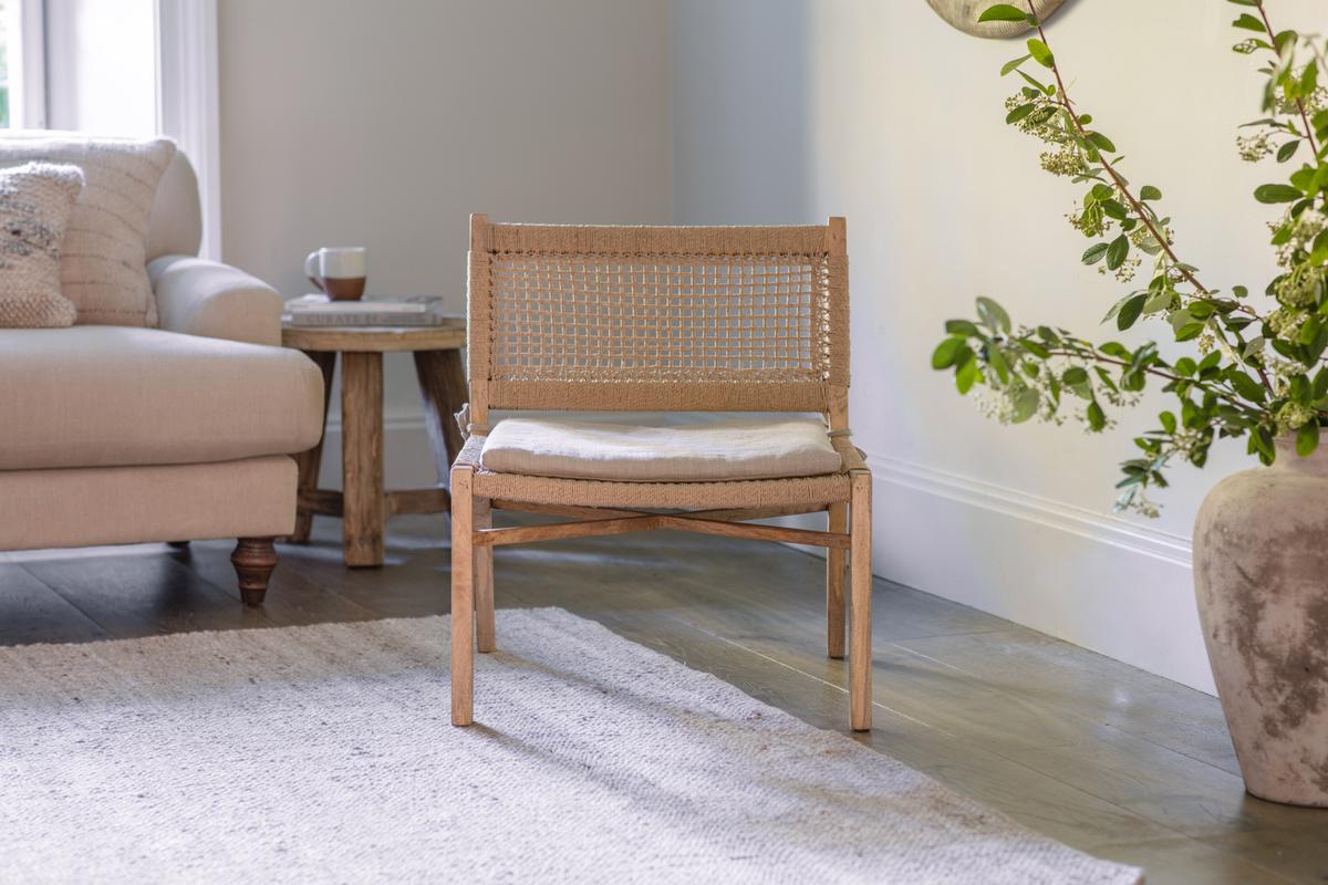 Nkuku Aamani Mango Wood & Cord Occasional Chair Natural