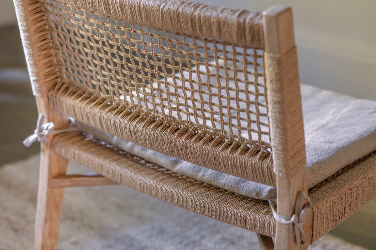 Nkuku Aamani Mango Wood & Cord Occasional Chair Natural