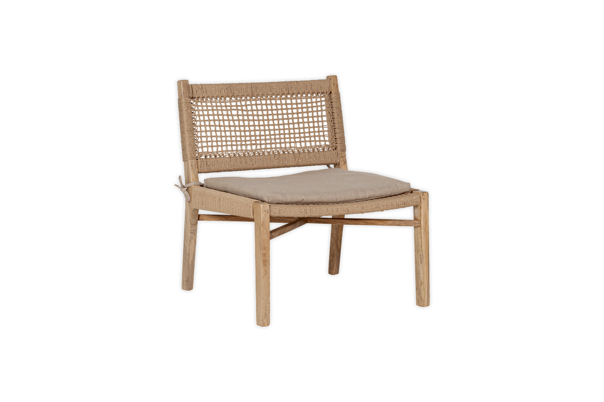Nkuku Aamani Mango Wood & Cord Occasional Chair Natural