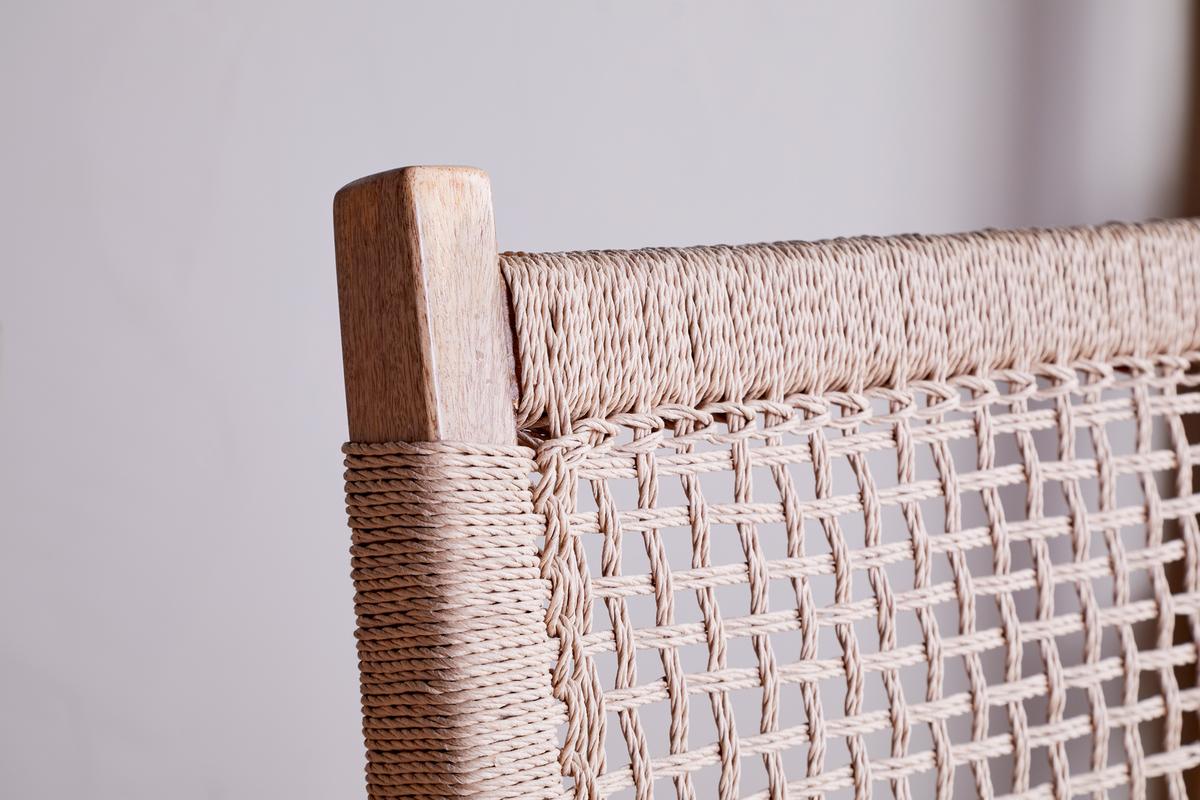 Nkuku Aamani Mango Wood & Cord Counter Chair Natural