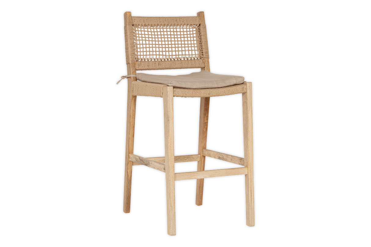 Nkuku Aamani Mango Wood & Cord Counter Chair Natural