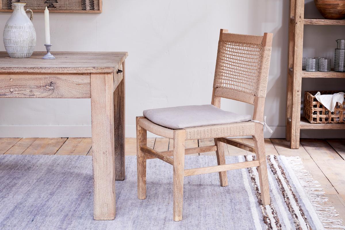 Nkuku Aamani Mango Wood & Cord Dining Chair Natural