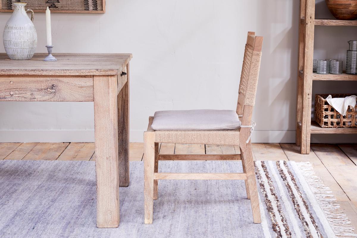 Nkuku Aamani Mango Wood & Cord Dining Chair Natural