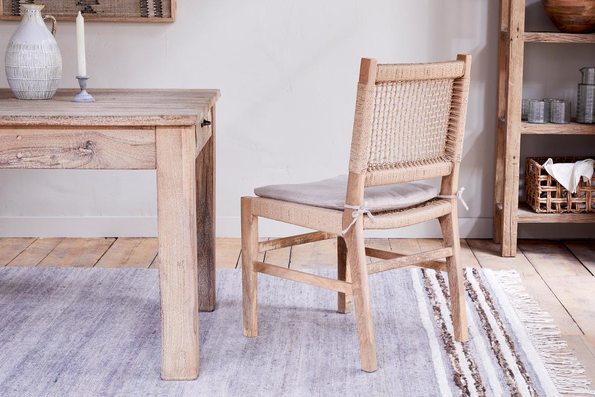 Nkuku Aamani Mango Wood & Cord Dining Chair Natural