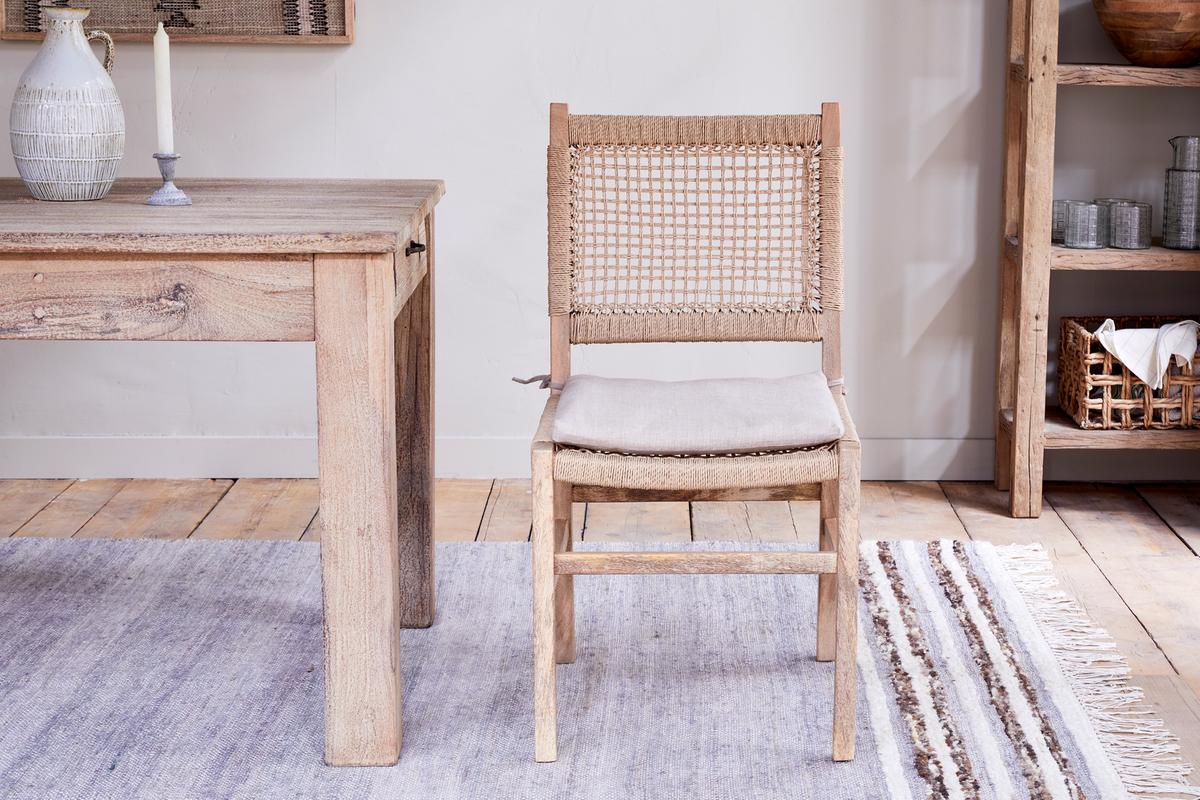 Nkuku Aamani Mango Wood & Cord Dining Chair Natural