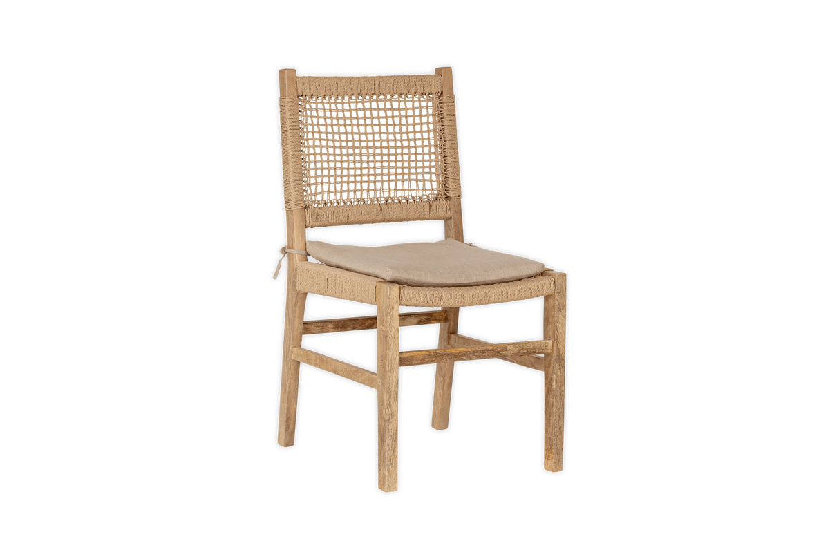 Nkuku Aamani Mango Wood & Cord Dining Chair Natural