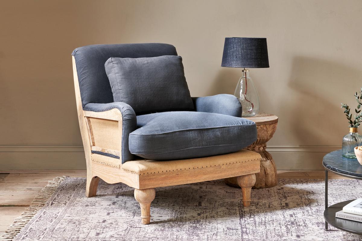 Nkuku Abe Deconstructed Linen Armchair Charcoal