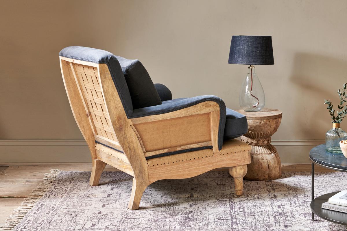 Nkuku Abe Deconstructed Linen Armchair Charcoal