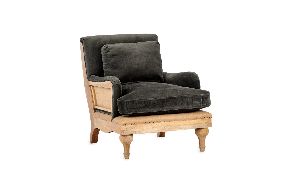 Nkuku Abe Deconstructed Velvet Armchair Moss