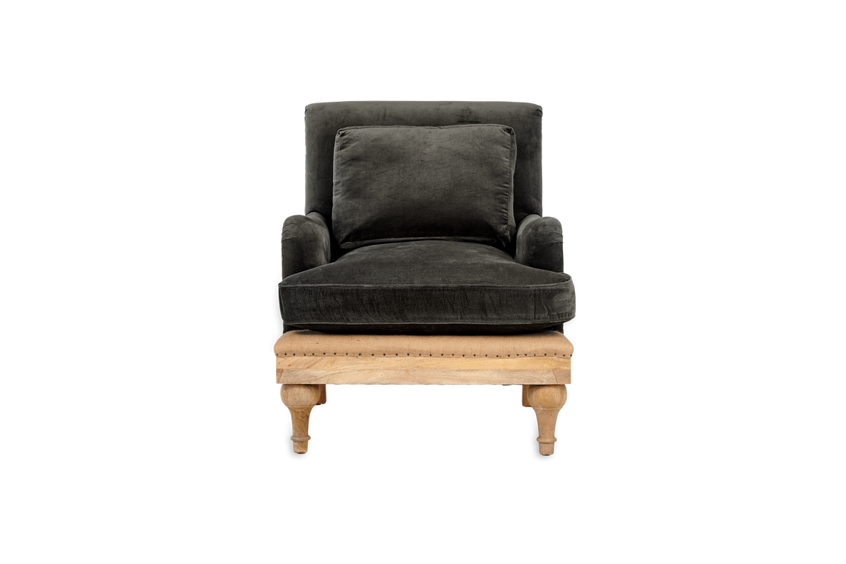 Nkuku Abe Deconstructed Velvet Armchair Moss